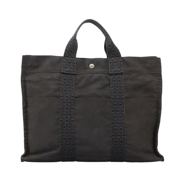 HERMES Her Line MM Hand Bag Canvas Gray Silver Auth ti2758 - Picture 13 of 16